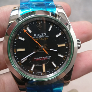 ロレックススーパーコピー ミルガウス グリーン ROLEX 116400GV 黒文字盤 自動巻き