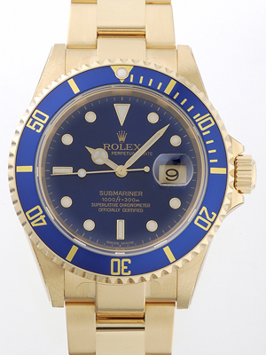 ロレックススーパーコピー ROLEX サブマリーナ デイト 16618 ブルー YG 39mm