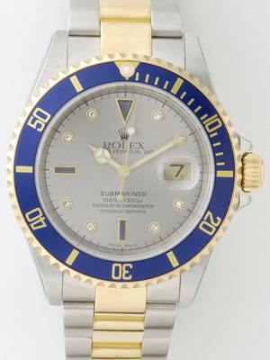 ロレックススーパーコピー ROLEX サブマリーナ デイト 16613SG グレー YG/SS 自動巻