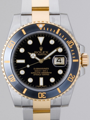 ロレックススーパーコピー ROLEX サブマリーナ デイト 116613GLN 8Pダイヤ ブラック