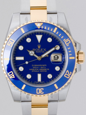 ロレックススーパーコピー ROLEX サブマリーナ デイト 116613GLB 8Pダイヤ ブルー 自動巻