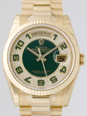 ロレックススーパーコピー ROLEX デイデイト 118238 DP プレジデントブレス グリーン 自動巻