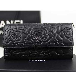 シャネルスーパーコピー 人気 レディース CHANEL 長財布 カメリア 黒 A50084