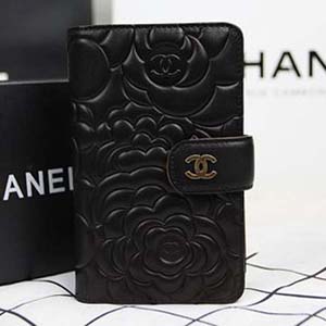 シャネルスーパーコピー 二つ折り財布 CHANEL 財布 カメリア ブラック A50087