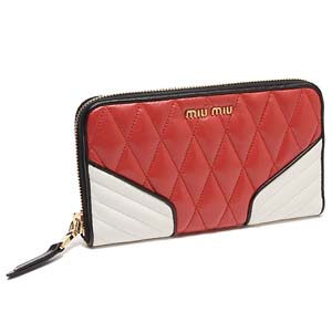 ミュウミュウスーパーコピー 財布 MIU MIU 5M0506 2A9F 976 NAPPA BIKER COLOUR 長財布 ROSSO/BIANCO