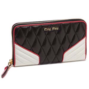 ミュウミュウスーパーコピー MIU MIU 5M0506 2A9F 967 NAPPA BIKER COLOUR 長財布 NERO/BIANCO