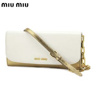 ミュウミュウスーパーコピー miu miu 長財布 ホワイト×ゴールド 5M1290MAD-BIANCO-PLATINO