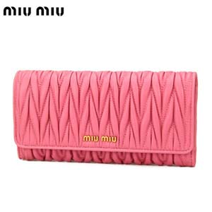 ミュウミュウスーパーコピー miu miu 長財布 ピンク ラムスキン 5M1109MATELASSE-GERANIO