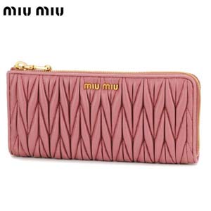 ミュウミュウスーパーコピー miu miu L字ファスナー財布 ピンク ナッパレザー 5M1183MATE-LOTO