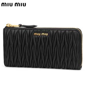 ミュウミュウスーパーコピー miu miu L字ファスナー長財布 ブラック ナッパレザー 5M1183MATELASSE-NERO