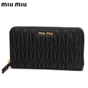 ミュウミュウスーパーコピー miu miu ラウンドファスナー長財布 ブラック 5M0506MATELASSE-NERO