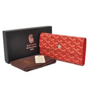 GOYARD ゴヤールスーパーコピー 長財布 三つ折り ホック レッド GOYARD-08