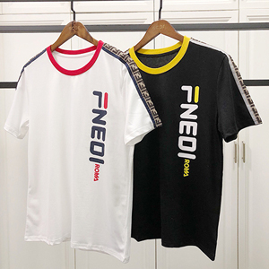 FENDI ( フェンディスーパーコピー ) 19ss ショルダーウェビングステッチロゴプリント Tシャツ FD041