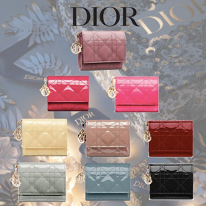 ディオール LADY DIOR ロータスウォレット ミニ財布 三折り S0181OVRB