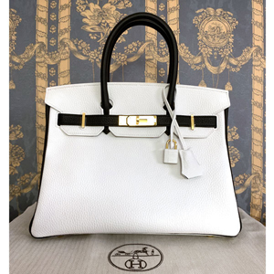 HERMES Birkin バーキン 30 パーソナルオーダー 白?黒 G金具 HM-006