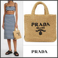 【PRADA】プラダロゴトート　スモールラフィア かごバッグ PRADA-bag001