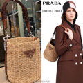 プラダ PRADA キャバンヌ ラフィアxレザー バケットバッグ 1BE052_2DJD_F0A5T_V_OOO