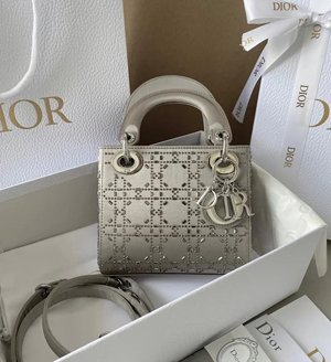 ディオール LADY DIOR ミニバッグ シルバーサテン（M0500PRTC_M932）