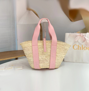 クロエ chloé senseミディアムバスケットバッグ ピンク&ベージュ（CHC23SS303J6628U）