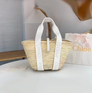 クロエ chloé senseミディアムバスケットバッグ ホワイト&ベージュ（CHC23SS303J66001）