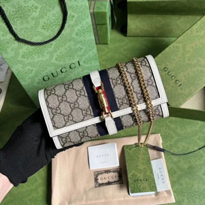 GUCCI / グッチ スーパーコピー〔ジャッキー 1961〕チェーンウォレット ベージュ×エボニー（652681 HUHHG 9794）