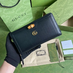 GUCCI / グッチ スーパーコピー〔ダイアナ〕ブラック ジップアラウンドウォレット（658634 17Q0T 1000）