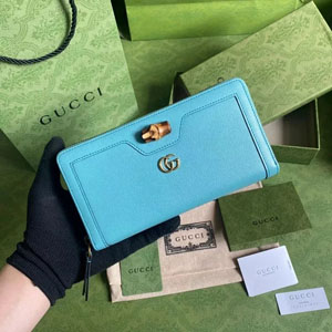 GUCCI / グッチ スーパーコピー〔ダイアナ〕ブルー ジップアラウンドウォレット（658634）