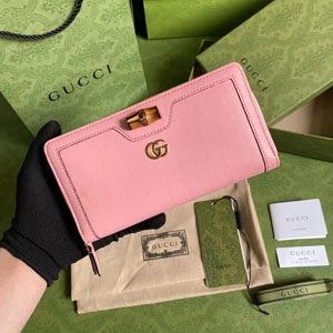 GUCCI / グッチ スーパーコピー〔ダイアナ〕ピンク ジップアラウンドウォレット（658634）