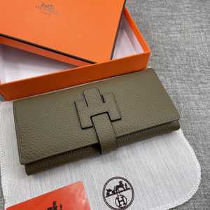 HERMES エルメス スーパーコピー  H型バックル 二つ折り長財布 牛革 エトープ 001