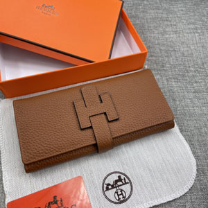 HERMES エルメススーパーコピー H型バックル 二つ折り長財布 牛革 ブラウン 008