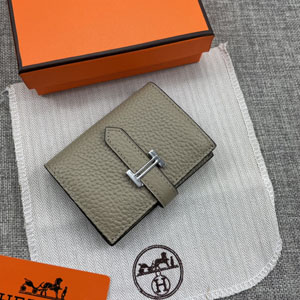 HERMES エルメススーパーコピー Bearn mini（ベアン ミニ）財布 グレー ライチパターン 009