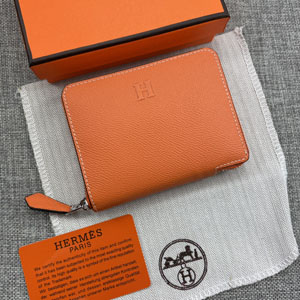 HERMES エルメス スーパーコピー クラシック 小銭入れ /短財布 牛革 オレンジ  055