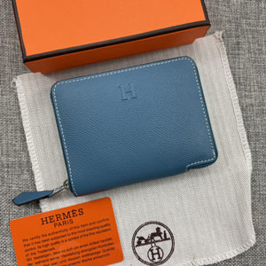 HERMES エルメス スーパーコピー クラシック 小銭入れ /短財布 牛革 ブルー 065