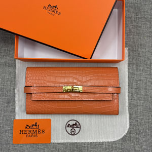 HERMES エルメス スーパーコピー ケリー 長財布/パテントレザー オレンジ 070