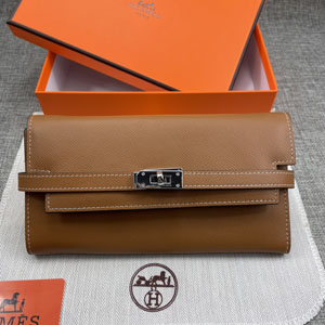 HERMES エルメス スーパーコピー ケリーウォレットロング 長財布 牛革 ブラウン 075