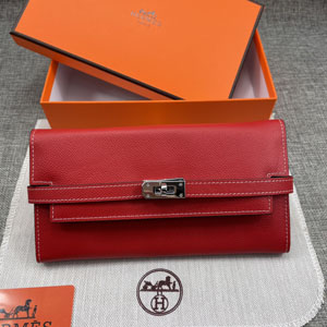 HERMES エルメス スーパーコピー ケリーウォレットロング 長財布 牛革 レッド 076