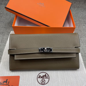 HERMES エルメス スーパーコピー ケリーウォレットロング 長財布 牛革 グレー系 084