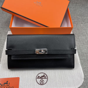 HERMES エルメス スーパーコピー ケリーウォレットロング 長財布 牛革 ブラック 085