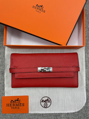 HERMES エルメス スーパーコピー ケリーウォレットロング 長財布 牛革 レッド  091