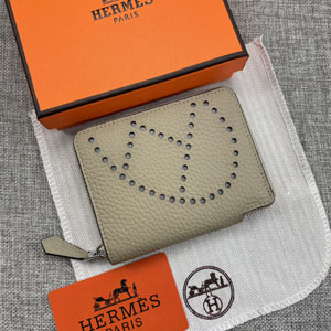 HERMES エルメス スーパーコピー エブリン パンチングロゴ 小銭入れ/短財布 牛革  グレー 103