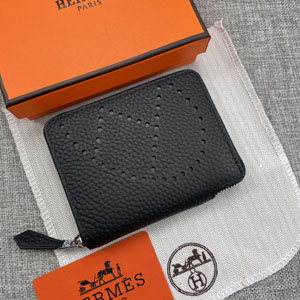 HERMES エルメス スーパーコピー エブリン パンチングロゴ 小銭入れ/短財布 牛革  ブラック 107