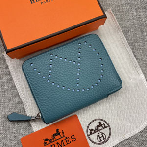 HERMES エルメス スーパーコピー エブリン パンチングロゴ 小銭入れ/短財布 牛革  ブルー 108