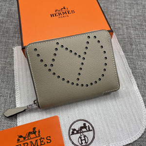 HERMES エルメス スーパーコピー エブリン パンチングロゴ 小銭入れ/短財布 牛革  グレー 111