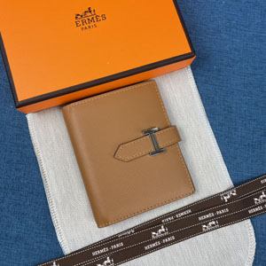 HERMES エルメス スーパーコピー ベアン 2折 コンパクト 財布 Etoupe xゴールド（H039790CK37）