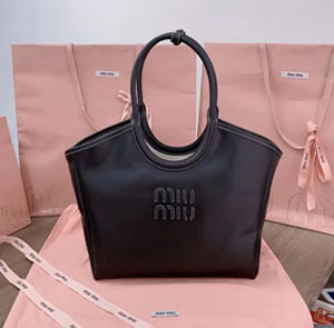 MIUMIU スーパーコピー ミュウミュウ  IVY レザー バッグ ブラック（5BG281_2DDJ_F0485_V_OOO）