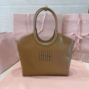 MIUMIU スーパーコピー ミュウミュウ  IVY レザー バッグ ブラウン（5BG281）