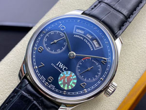 【ZF工場出品】IWC スーパーコピー ポルトギーゼ?アニュアル?カレンダー 腕時計  ブルーの文字盤 IW503502