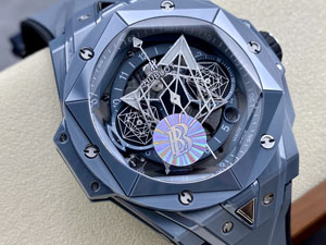 【BBF工場出品】ウブロ スーパーコピー HUBLOT ビッグ?バン ウニコ サンブルーII セラミック クロノグラフ グレー 418.FX.8007.RX.MXM21