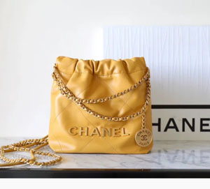 CHANEL シャネル スーパーコピー 23A ミニトートバッグ 22bag カーフスキン マスタード 003