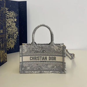 DIOR ディオール スーパーコピー 2024年夏の新作 Dior Book Tote バッグ ミニ グレータイガー刺繍 ショルダーバッグ（S5573CRGO_M932）